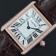 CARTIER タンクアングレーズ クォーツ搭載 ホワイト文字盤 人工ダイヤ クロノメーター 質感良好