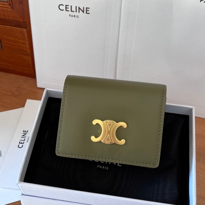 CELINE トリオンフ 名刺入れ カーフレザー レディース 10.5×8×3.5cm