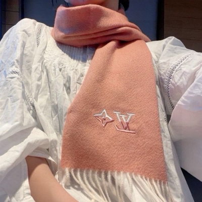 ルイ ヴィトン 刺繍カシミヤスカーフ 30x180