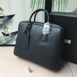 PRADA ブリーフケース クロスグレインレザー メンズ 38×28×5cm