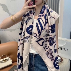 シャネル 140×140シルクベロアスカーフ 140x140cm