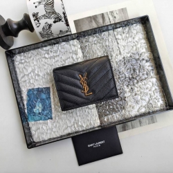 YSL 二つ折り財布 カーフレザー メンズ 11×9.5×2.5cm