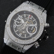 HUBLOT ビッグバン 411.CI.1190.LR.ABO14 ブルー文字盤 ダイヤモンド付き