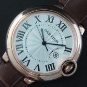 CARTIER バロンブルー ブラウン革ベルト レディース 楽しいショッピング