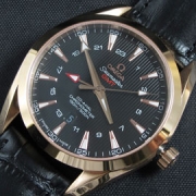 OMEGA シーマスター アクアテラ GMT Asian 2824-2 ブラック 革ベルト