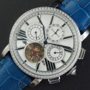 CARTIER ロトンド ドゥ Asian 自動巻き カレンダー ブルー革ベルト ホワイト 工場直営