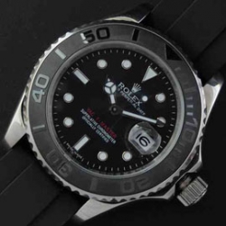 ROLEX ヨットマスター ブラックダイヤル ラバーバンド 売上トップ