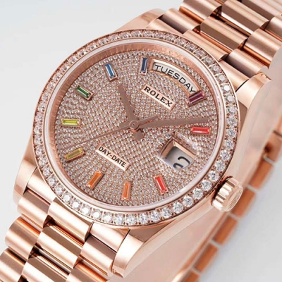 ROLEX M128345RBR デイデイト 36mm レインボー 全面ダイヤ