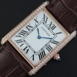 CARTIER タンクアングレーズ クォーツ搭載 ホワイトダイヤル ピンクゴールド プレゼント最適