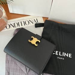 CELINE ヴィクトワール ウォレット カーフレザー レディース 14×11×2cm