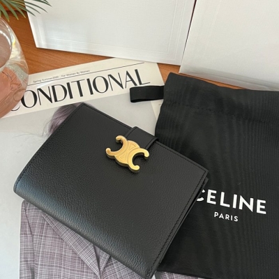 CELINE ヴィクトワール ウォレット カーフレザー レディース 14×11×2cm