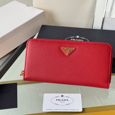 PRADA ジッピーウォレット サフィアーノレザー メンズ 19×12cm