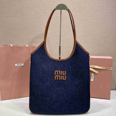 MIUMIU トートバッグ デニム アイビー 40×35×cm