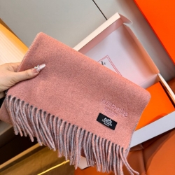 エルメス 両面ラムカシミヤスカーフ 30x180cm