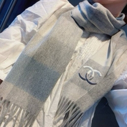 シャネル 100％プレミアムカシミヤ水波模様スカーフ 30x180cm