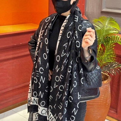 シャネル 新作 銀糸カシミヤスカーフ 110x200cm