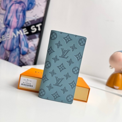 LOUIS VUITTON ブラッサ ウォレット モノグラム シャドウ レザー メンズ 19×10cm