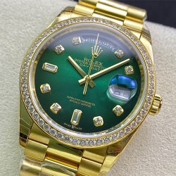 ROLEX 128348RBR デイデイト 36mm グリーンオンブレ 高級