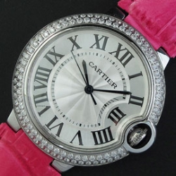 CARTIER バロンブルー ライトピンクベルト 優良レディース