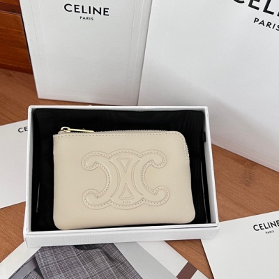 CELINE トリオンフ コインケース カーフレザー レディース 13×9×1cm