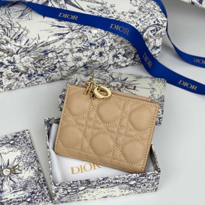 DIOR カロ ダリア ウォレット ラムスキン レディース 11.5×9×2cm