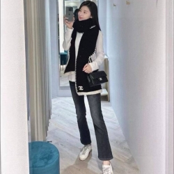 シャネル カシミヤニットスカーフ 30x200cm