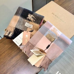 バーバリー 刺繍カシミヤスカーフ 32x180