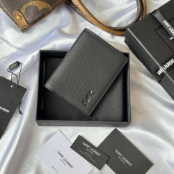 YSL 二つ折り財布 カーフレザー メンズ 9×11.5×2cm