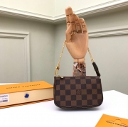 LOUIS VUITTON ミニポシェット アクセサリー ダミエ エベンヌ レディース 15.5×10.5×4cm
