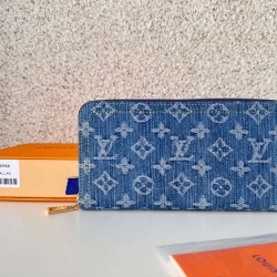 LOUIS VUITTON ジッピー ウォレット モノグラム デニム レディース 19.5×10.5×2.5cm