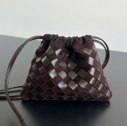 BV トートバッグ レザー ショルダーバッグ 抽繩 ダストバッグ 21×16.6×1cm