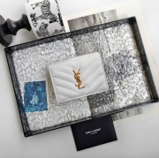 YSL 二つ折り財布 カーフレザー メンズ 11×9.5×2.5cm