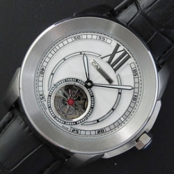 CARTIER カリブル ドゥ Asian 自動巻き クロノメーター ブラック革バンド 愛用者多数