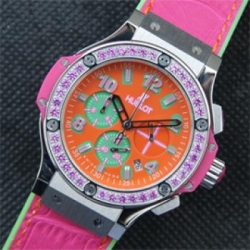 HUBLOT ビッグバン オレンジダイヤル 6時9時赤ピンクインダイヤル レディース向け