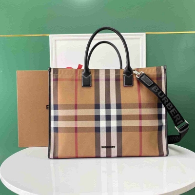 BURBERRY トートバッグ レザー×キャンバス メンズ 45×34×19cm