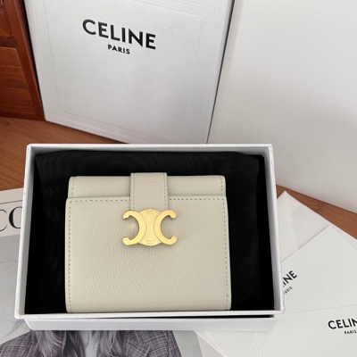 CELINE ヴィクトワール ショートウォレット カーフレザー レディース 10.5×8×2cm