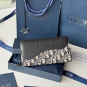 DIOR サドル ジッピーウォレット カーフレザー メンズ 19.8×11cm