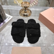 【MIUMIU】25SSウールスリッポンファースリッパレディース