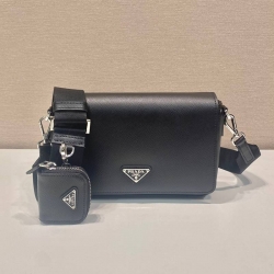 PRADA ショルダーバッグ サフィアーノレザー メンズ 22×14.5×5cm