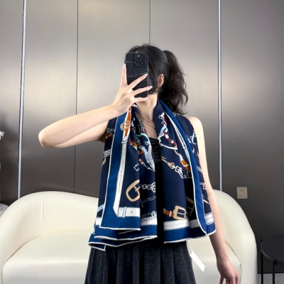 エルメス 2025年新作 両面同色 跳ねる馬 135cmx135cm