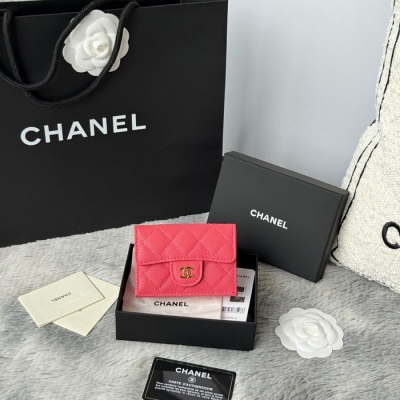 CHANEL 三つ折りカードケース カーフレザー レディース 10.5×7.5×3cm