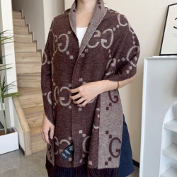 グッチ 2025新作。両面カシミヤ 35x190cm