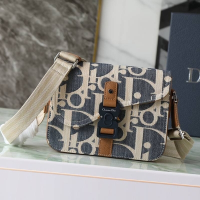 DIOR サドル メッセンジャーバッグ ラフィア オブリーク メンズ 24×16.5×5.5cm
