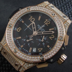 HUBLOT ビッグバン イエローゴールド 表全面ダイヤ メンズ向け