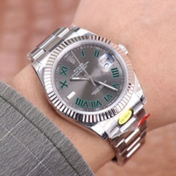 ROLEX M126334 デイトジャスト 41mm グレー/グリーン ローマ 3235搭載