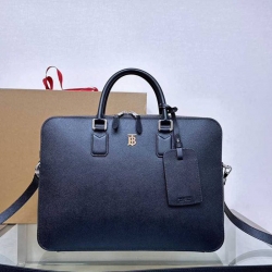 BURBERRY ブリーフケース グレインレザー TBロゴ メンズ 37.5×27×5cm