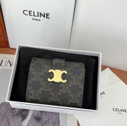 CELINE ヴィクトワール ショートウォレット カーフレザー レディース 10.5×8×2cm