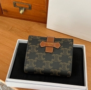 CELINE トリオンフ 三つ折りウォレット カーフレザー レディース 10.5×8.5×4cm