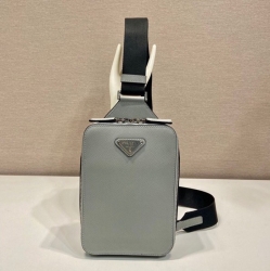 PRADA ウエストバッグ クロスグレインレザー メンズ 14×20×5cm