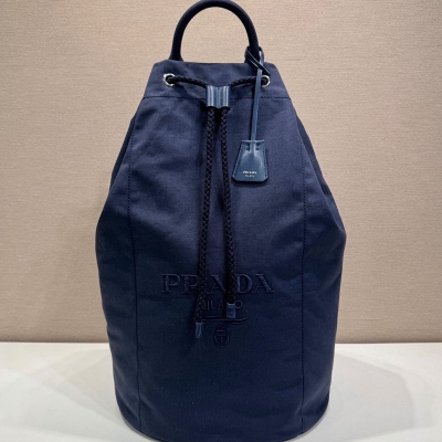 PRADA トラベルバッグ リネンブレンド メンズ 34×55×34cm